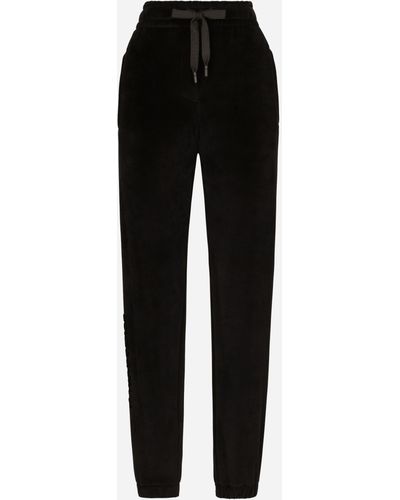 Dolce & Gabbana Chenille Jogging Trousers With Embroidery - Black