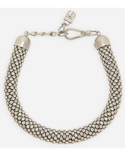 Dolce & Gabbana Schlauchförmige Halskette mit Strass - Mettallic