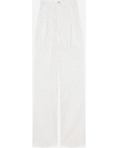 Dolce & Gabbana Ausgestellte Hose aus floraler Kordelspitze - Weiß