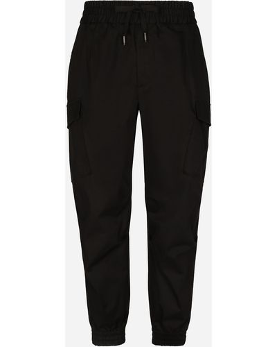 Dolce & Gabbana Cotton cargo pants with branded tag - Noir