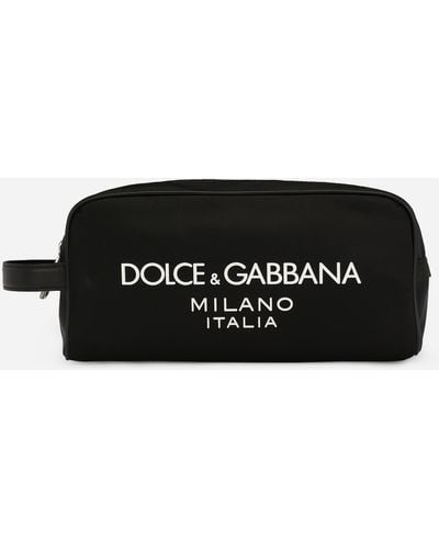 Dolce & Gabbana Necessaire aus Nylon mit gummiertem Logo - Schwarz
