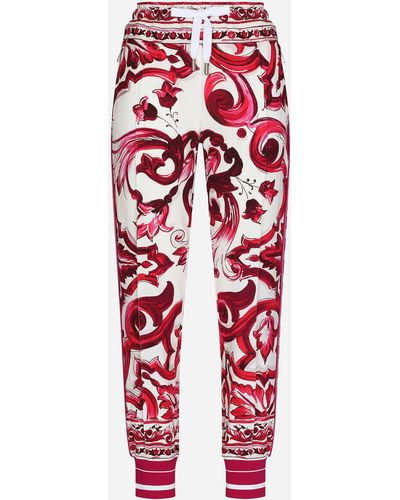 Dolce & Gabbana Jogginghose Aus Cady Majolika-Print - Rot