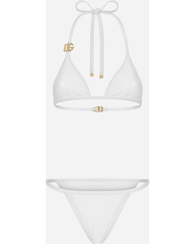 Dolce & Gabbana Logo-plaque Bikini Set - White