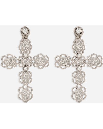 Dolce & Gabbana Orecchini Easy Diamond in oro bianco 18kt e pavé di diamanti
