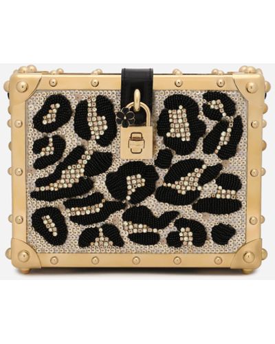 Dolce & Gabbana Tasche Dolce Box aus Satin mit Stickerei - Mehrfarbig