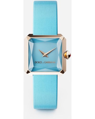 Dolce & Gabbana Gold Watch With Silk Strap - Blue