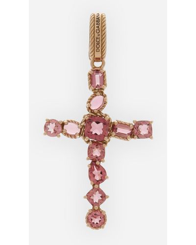 Dolce & Gabbana Charm Anna in oro rosso 18kt con tormaline rosa - Bianco