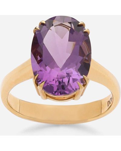 Dolce & Gabbana Anna Ring In Yellow 18kt Gold With Amethyst - Pink
