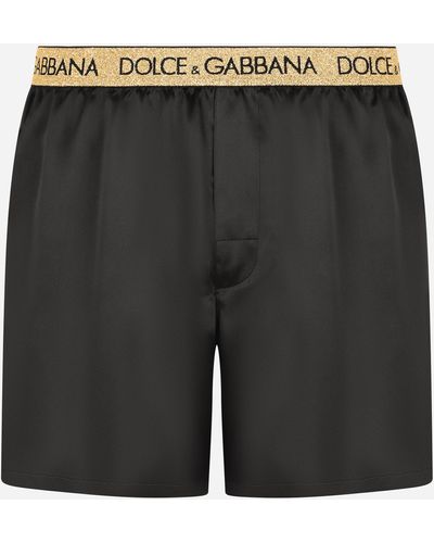 Dolce & Gabbana Silk satin boxer shorts with sleep mask - Schwarz