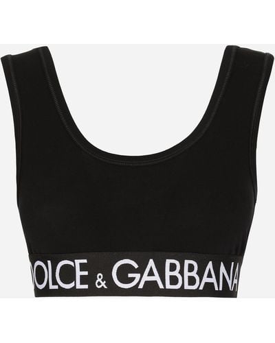 Dolce & Gabbana Top crop con logo - Nero