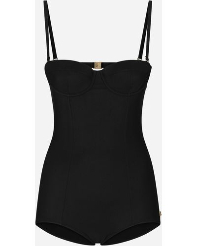 Dolce & Gabbana Solid-color Balconette One-piece Swimsuit - Black