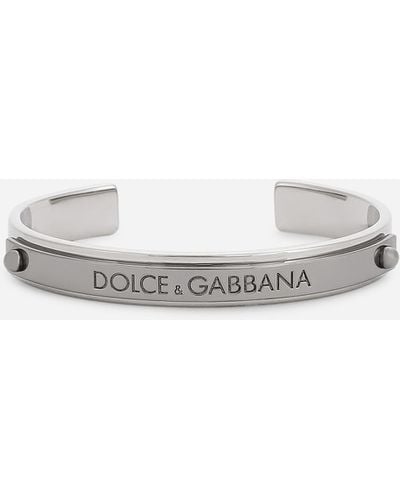 Dolce & Gabbana Bracelet rigide à logo Dolce&Gabbana - Métallisé