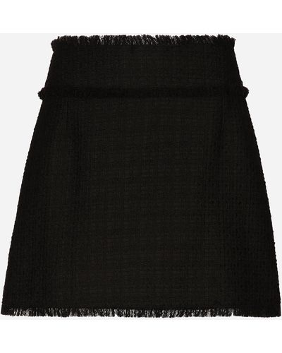 Dolce & Gabbana Raschel Tweed Miniskirt - Black