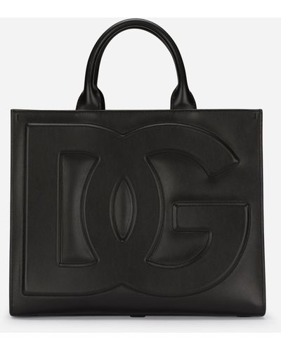 Dolce & Gabbana Tote DG Daily Medium aus Leder - Schwarz