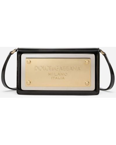 Dolce & Gabbana Phone Bag mit großer Logoplakette - Schwarz