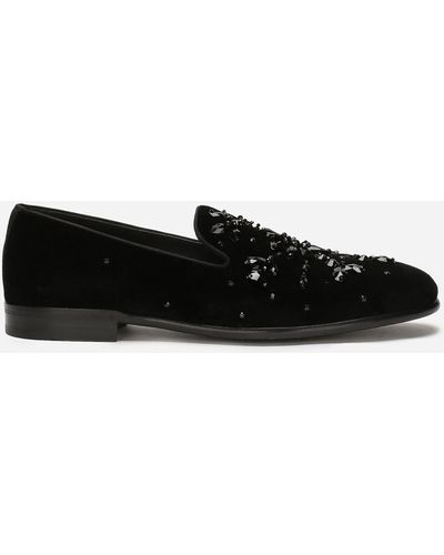 Dolce & Gabbana Slipper Aus Samt - Schwarz