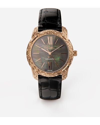 Dolce & Gabbana Gold And Mother-of-pearl Watch - Black