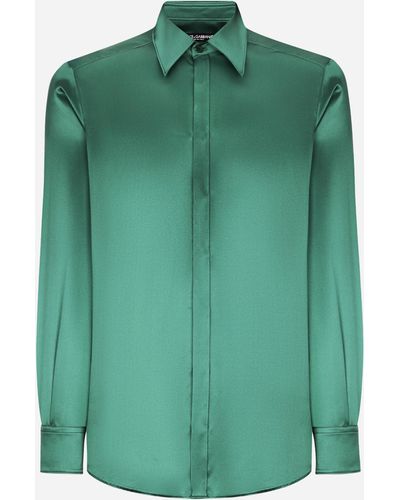 Dolce & Gabbana Silk satin Martini-fit shirt - Verde