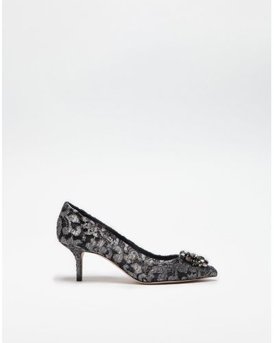 Dolce & Gabbana Lurex lace rainbow pumps with brooch detailing - Blanco