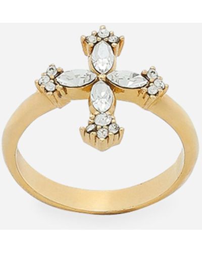 Dolce & Gabbana Ring With Rhinestone-detailed Cross - White