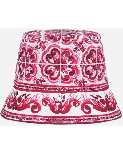 Dolce & Gabbana Sombrero de pescador con estampado Maiolica - Rojo