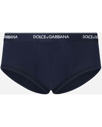 Dolce & Gabbana Stretch Cotton Brando Briefs Two-pack - Blue