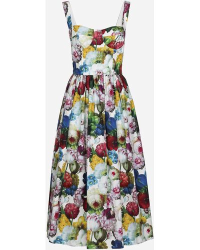 Dolce & Gabbana Bustierkleid Nachtblumen-Print - Weiß