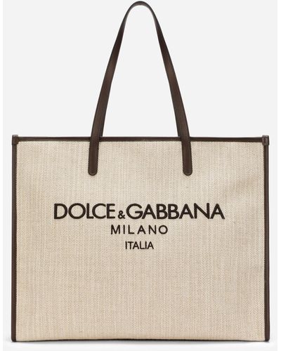 Dolce & Gabbana Großer Shopper aus strukturiertem Canvas - Natur