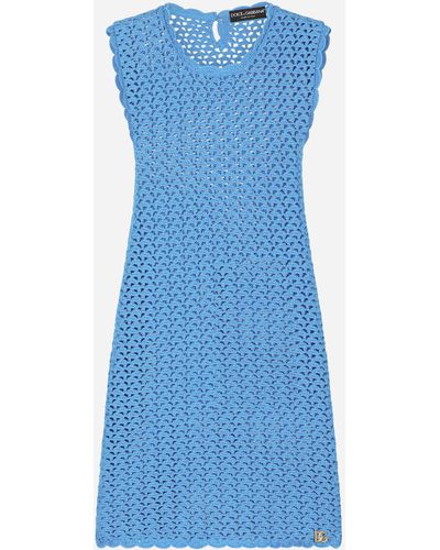 Dolce & Gabbana Short sleeveless crochet dress - Blu