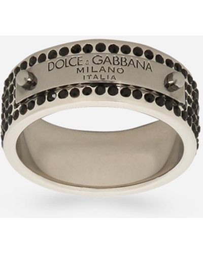 Dolce & Gabbana Ring mit Dolce&Gabbana-Logo und Strass - Mettallic