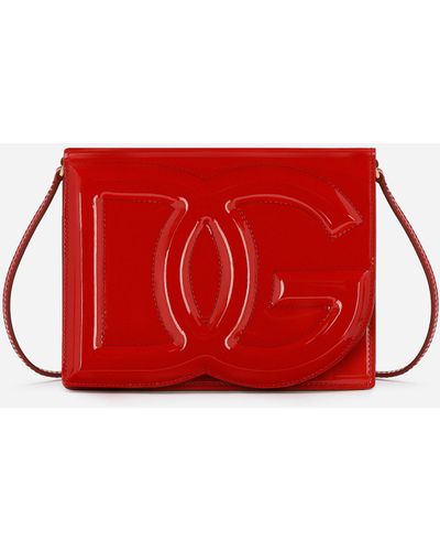 Dolce & Gabbana Umhängetasche Logo Aus Lackleder - Rot