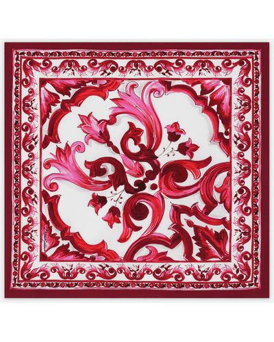 Dolce & Gabbana Majolica-Print Twill Scarf (50 X 50) - Red