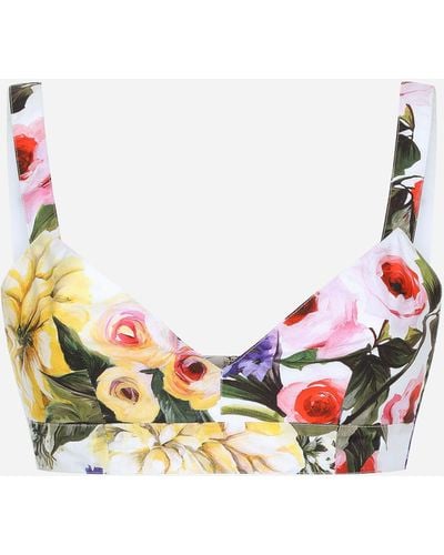 Dolce & Gabbana Cotton Bralette With Garden Print - Multicolor