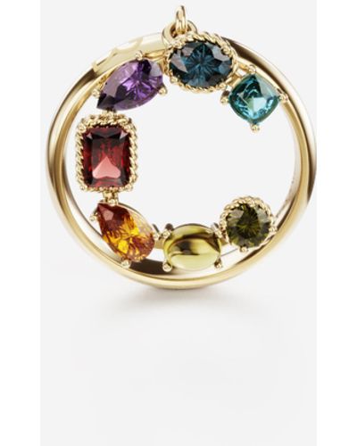 Dolce & Gabbana Rainbow alphabet C ring in yellow gold with multicolor fine gems