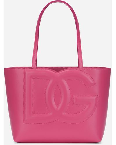 Dolce & Gabbana Kleiner Shopper aus Kalbsleder mit Logo - Pink