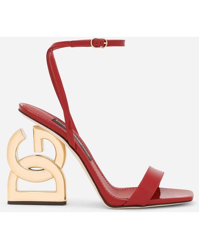 Dolce & Gabbana Sandalette aus Lackleder mit Absatz DG pop - Rot