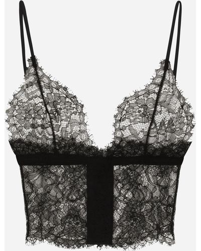 Dolce & Gabbana Triangle lace bralette - Negro
