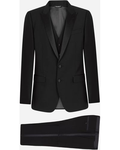 Dolce & Gabbana Wool And Silk Martini-fit Tuxedo Suit - Black