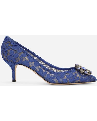 Dolce & Gabbana Lace rainbow pumps with brooch detailing - Blau
