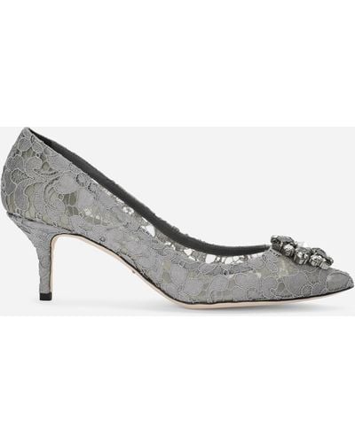 Dolce & Gabbana Taormina-lace Crystal-embellished Pumps - Gray