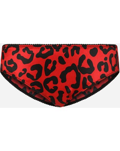Dolce & Gabbana Braguita de raso con estampado de leopardo - Rojo