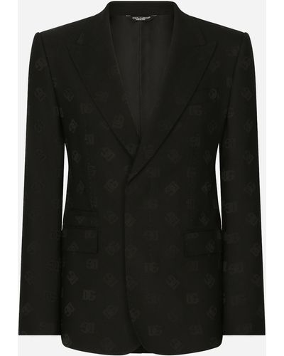 Dolce & Gabbana Einreihige Jacke Sicilia aus DG-Wolljacquard - Schwarz