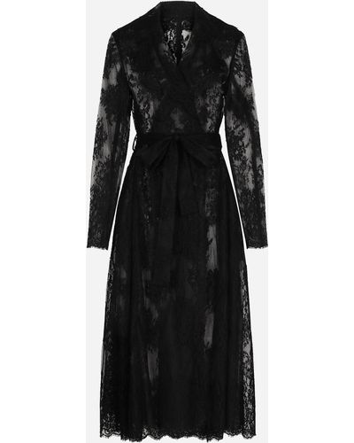 Dolce & Gabbana Abrigo de encaje Chantilly con cinturón - Negro