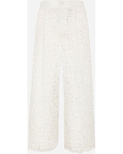 Dolce & Gabbana Pantalon couture en dentelle - Blanc