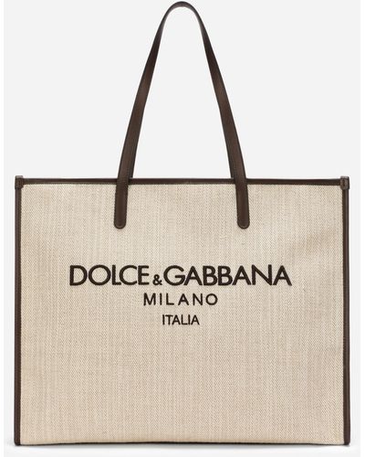 Dolce & Gabbana Cabas grand format en toile structurée - Neutre