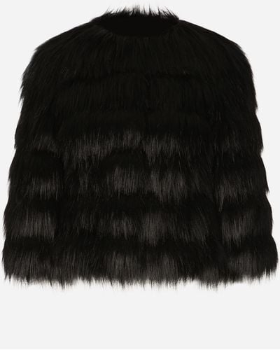 Dolce & Gabbana Faux Fur Jacket - Black