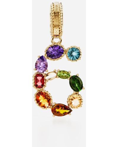 Dolce & Gabbana 18 kt yellow gold rainbow pendant with multicolor finegemstones representing number 8 - Blanco