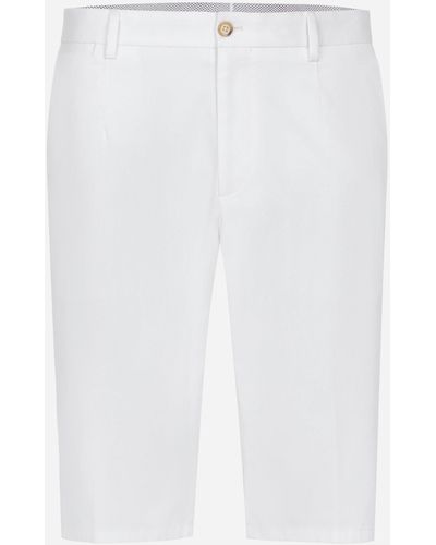 Dolce & Gabbana Stretch Cotton Shorts With Dg Patch - White