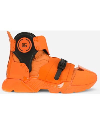 Dolce & Gabbana High-Top-Sneaker Day Master aus Materialmix - Orange