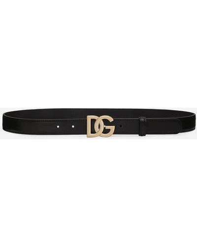 Dolce & Gabbana Calfskin belt with DG logo - Schwarz